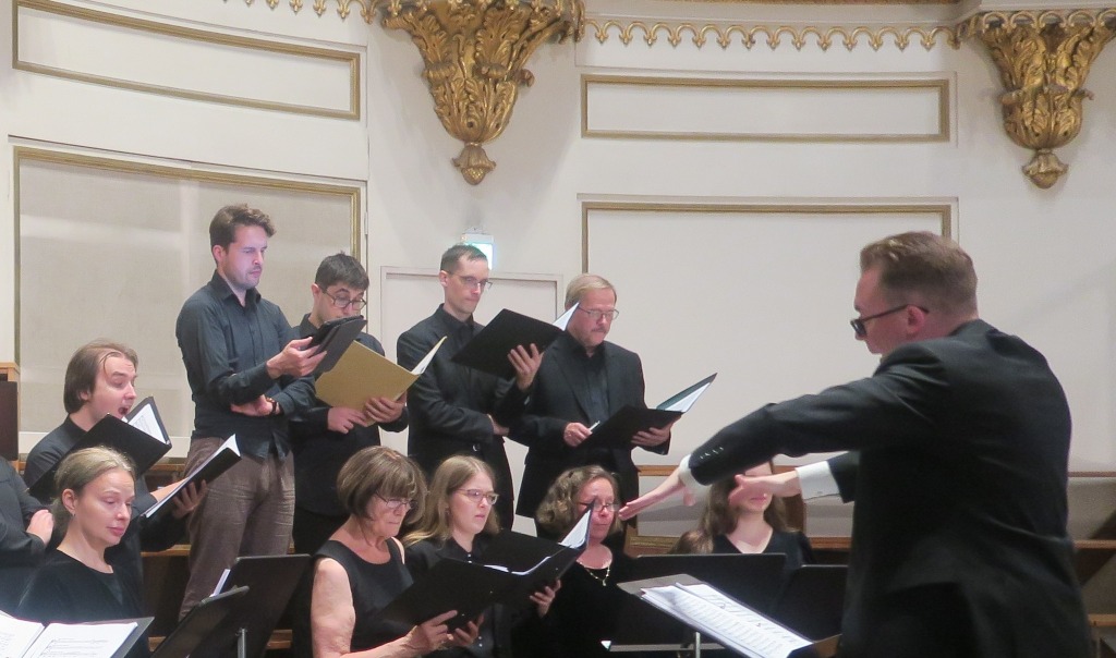 The choir singing in Helsinki Cathedral