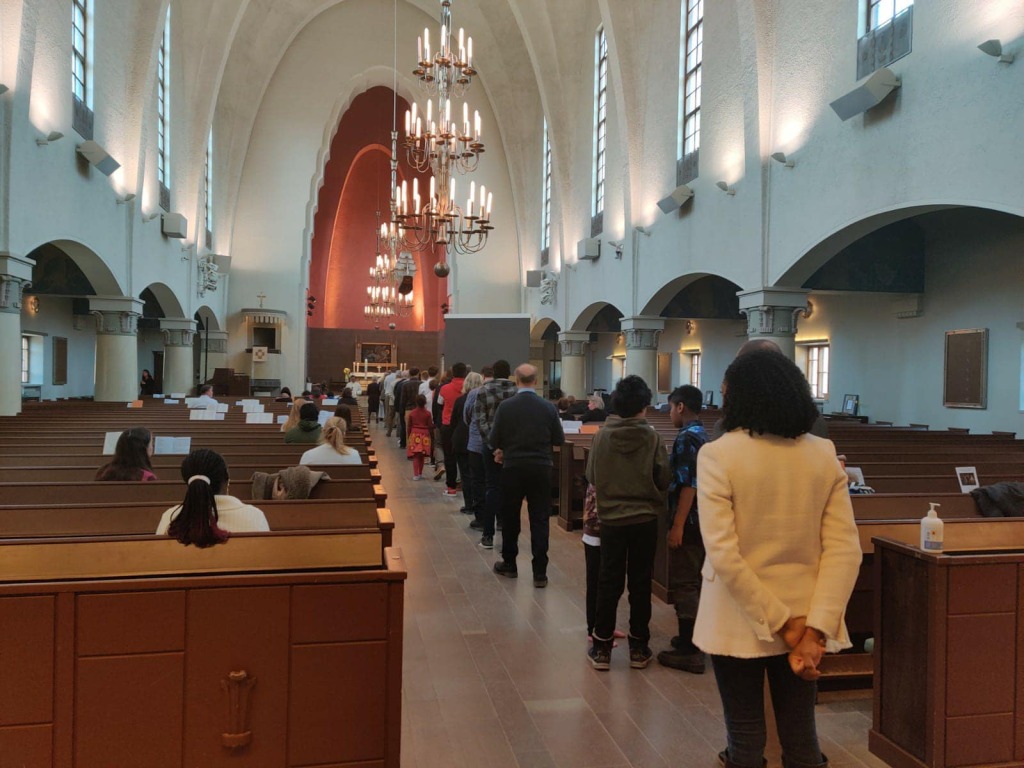 The congregation gathered